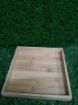 Picture of Glass Square Serving Plate Bowl Stand with Bamboo Base Tray for Dessert Snack Fruit Dried Fruit